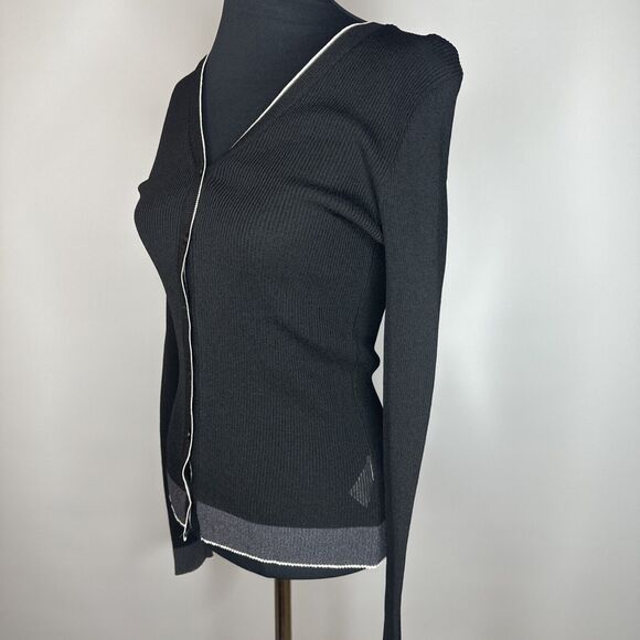 LOVE SEX MONEY Italy VINTAGE 90s Sweater Black Minimalist Stretch Top Sheer M - Picture 4 of 13